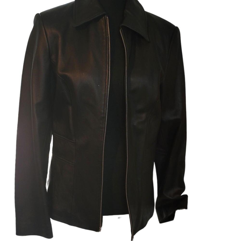 Express Womens Black Faux Leather Jacket Size 10